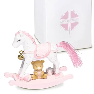 Bomboniere Solidali Quadrifoglio Linea Dublino Rosa 2026 Cavallino a dondolo piccolo