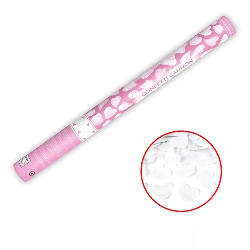 cannone sparacoriandoli 60 cm cuori bianchi
