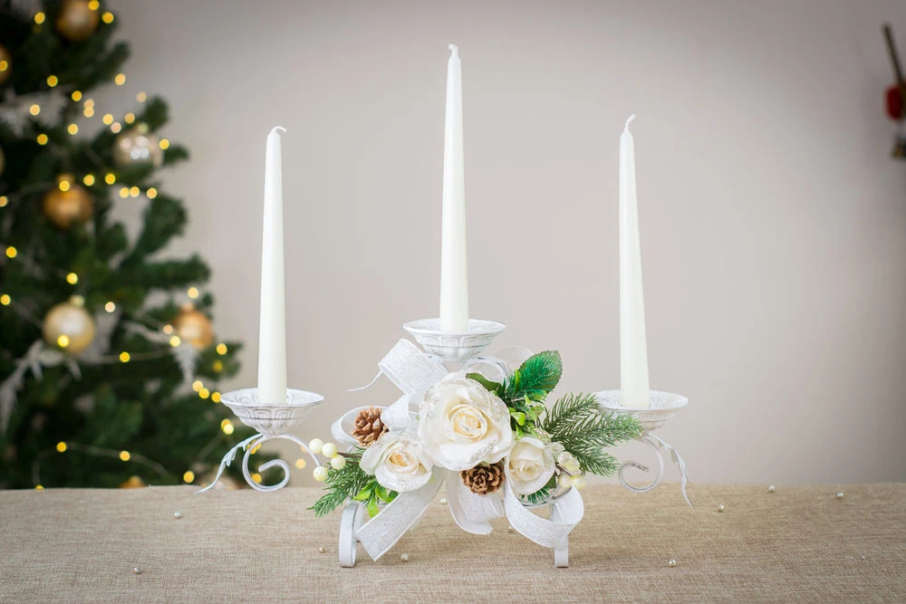 Set Di 3 Portacandele Ad Albero Di Natale In Metallo Oro - Candelieri Da Tavolo Con Stella, Foro 2,7 Cm - Decorazioni Per Matrimoni E Feste