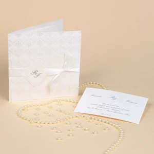 Partecipazione Matrimonio Elegante con effetto trapuntato rombi - Amelia