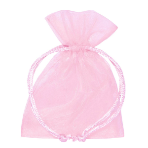 Sacchetto organza porta confetti con tirante misura 7x10 cm ROSA