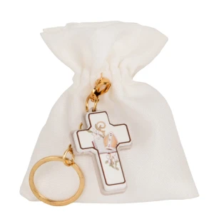 Bomboniere Santa Cresima 2026 Linea Clip Sacchettino portaconfetti con portachiavi