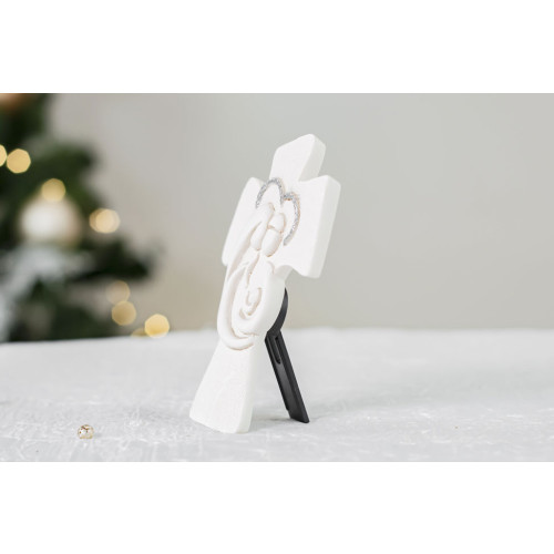 Idea Regalo Natale - Crocifisso in marmo con Sacra Famiglia