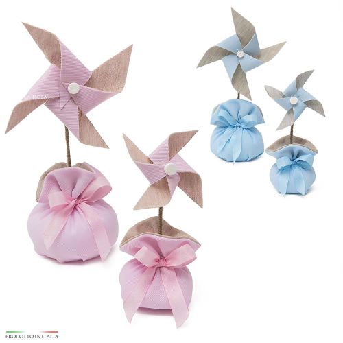 Sacchettini portaconfetti girandola rosa e celeste