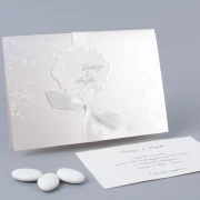 Partecipazione Nozze Elegante Bianca con cornice e nomi - Nicole
