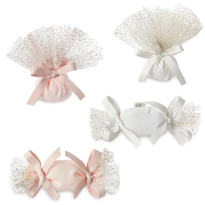 Bomboniere 2027 Linea Plumes Sacchettini portaconfetti con tulle e glitter