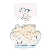 Bomboniere Battesimo e Nascita Maschio 2026 Linea Two Stars Clip Segnaposto a forma orsetto su nuvola