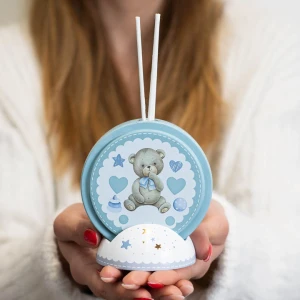 Bomboniere Battesimo Maschio Linea Pittura 2026 Profumatore con orsetto e base decorata