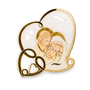 Bomboniere 2026 Icona a forma di cuore con sacra famiglia in resina