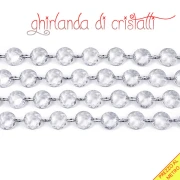 ghirlanda di cristalli trasparenti per decorazioni e allestimento matrimonio
