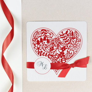 Partecipazioni Matrimonio Eleganti con cuore Rosso - Ombrone