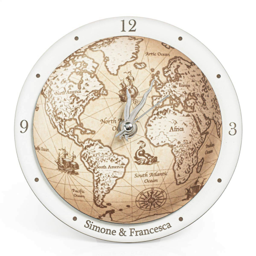 Bomboniere Tema Viaggio Orologio Mondo vintage Personalizzato