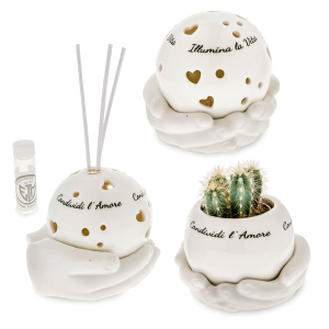 Bomboniere Originali Mani con Mondo in ceramica con Frasi