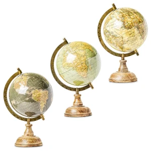 Mappamondo grande con base in legno stile vintage lucido idea Bomboniera o regalo