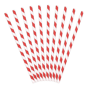 10 Cannucce di carta Rosso righe