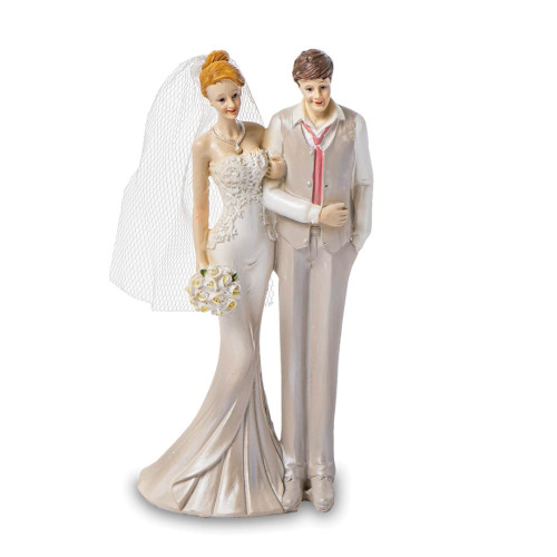 Cake Topper Matrimonio Sposi abbracciati dettagli bianchi