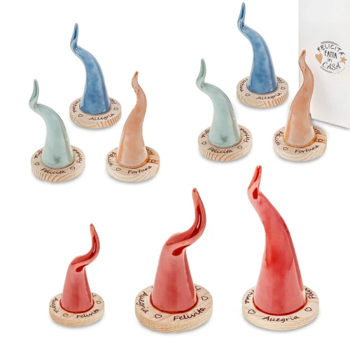 Bomboniere 2026 Linea Corni Portafortuna in ceramica e legno