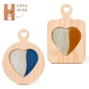 ⚡OFFERTA LAMPO Bomboniere Tagliere in legno con cuore in vetro