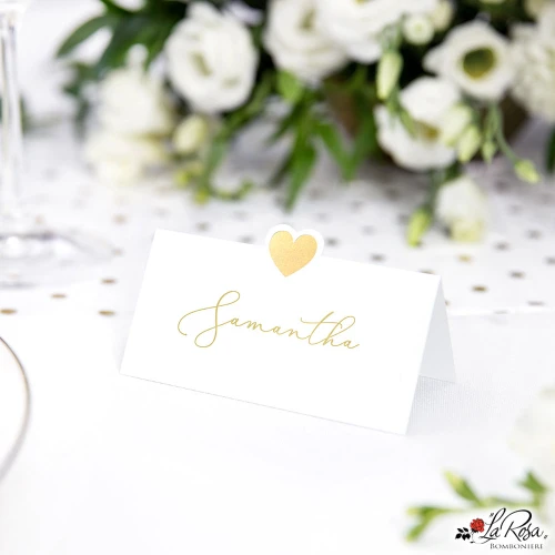 Segnaposto Cartoncino Cuore Oro conf. 10 pezzi