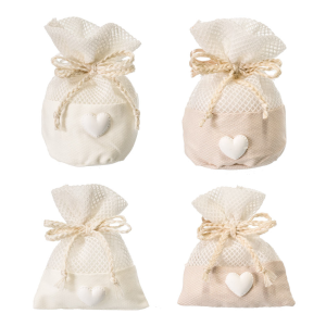 Sacchetti Portaconfetti Bomboniere shabby chic con cuoricino