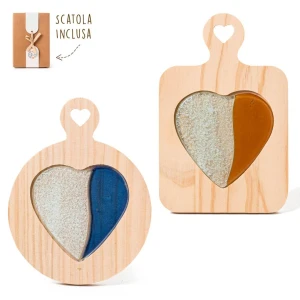 ⚡OFFERTA LAMPO Bomboniere Tagliere in legno con cuore in vetro