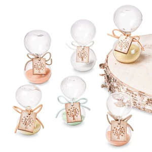 Bomboniere 2026 Linea Nuance Clessidra Bianca Standard in vetro con ciondolo albero della vita