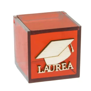 Bomboniere Laurea Scatolina Portaconfetti Rosso Applicazione
