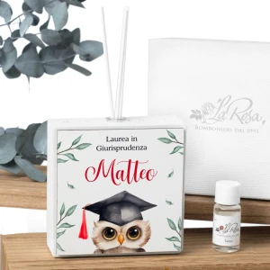 Bomboniere 2026 Laurea Gufetto Profumatore a LED Personalizzabile