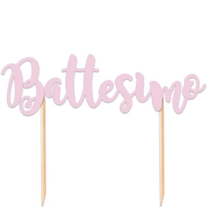 Cake Topper per battesimo e nascita bimba scritta Battesimo Rosa