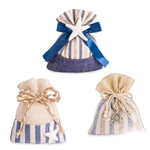 Sacchettini Portaconfetti idea Bomboniera Tema Mare, stile Shabby Chic