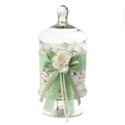 Confettata in vetro con rosa e dettagli verdi