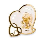 Bomboniere 2026 Icona Comunione forma di cuore con calice in resina