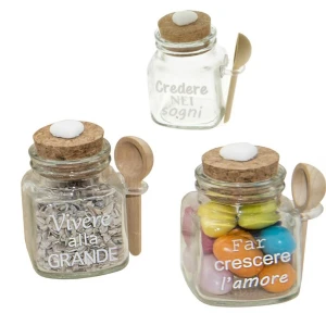 Bomboniere Barattolini vetro shabby con frasi piccolo