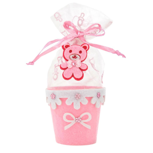 cestino rosa portaconfetti in panno offerta 