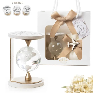 Bomboniera 2026 Mappamondo Girevole VOLANDO con Frasi Motivazionali