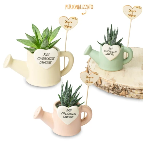 Bomboniere 2026 Linea Acqua Annaffiatoio Portapiantina con cuore e frase