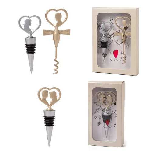 Bomboniere Linea Kiss 2026 Set vino con coppia cuore utile