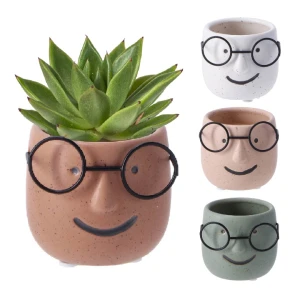 Bomboniere 2026 simpatici Portapiantina in ceramica con occhiali di metallo