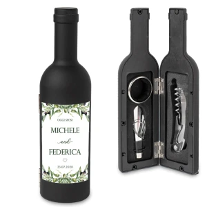 Idea Bomboniera Utile Tema Ulivo Bottiglia di Vino Set accessori Vino