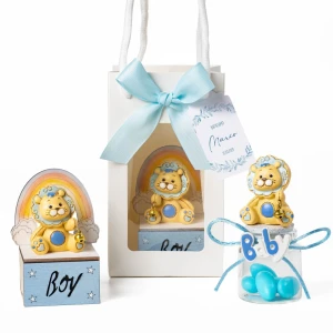 ⚡ OFFERTISSIMA Bomboniera Battesimo Nascita bimbo Scatolina e Barattolino Linea Lion