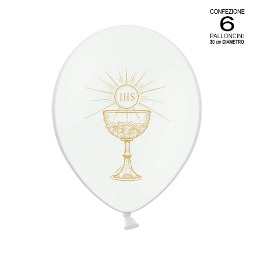 confezione 10 palloncini con simbolo comunione 30 cm