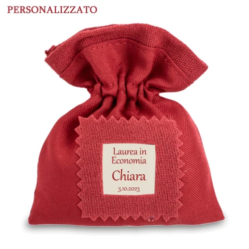 Sacchettino Piatto Personalizzabile Rosso Laurea