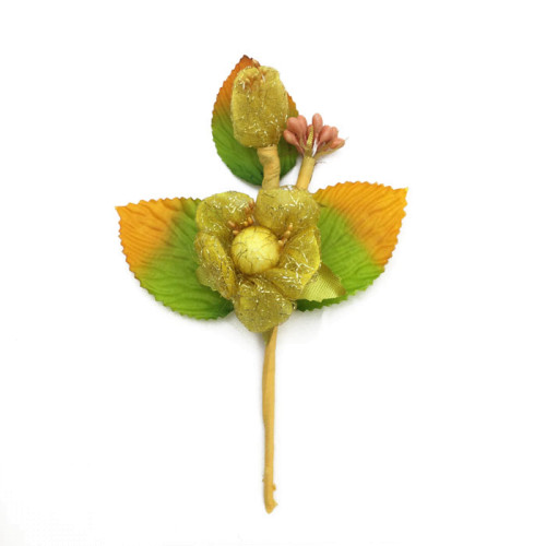 rametto fiore oro con foglie 15 cm