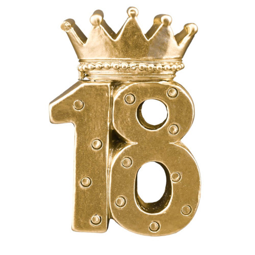 Bomboniere 18° compleanno 2024 Magnete con corona numero 18 oro a pois