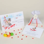 Partecipazioni Matrimonio Originali con sposi disegno stile bambino - Cicogna