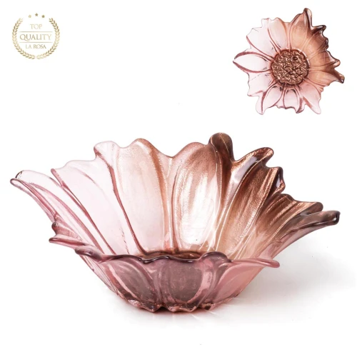 Bomboniera Ciotola in vetro a fiore rosa antico perlato - Alta Qualità