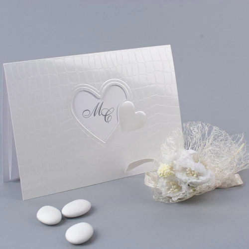 Partecipazione Nozze Elegante con effetto pelle bianca - Casablanca