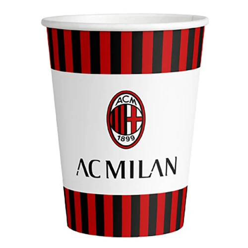 8 bicchieri di carta 260 ml per festa tema Milan