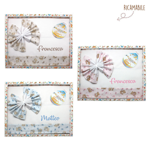 Coordinato Culla 3pz ricamabile con orsetti