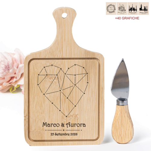 Bomboniere Matrimonio tema Costellazione a forma di cuore Utili Personalizzate Tagliere